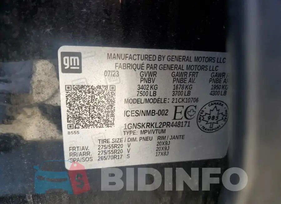 1GNSKRKL2PR448171 Photo# 13