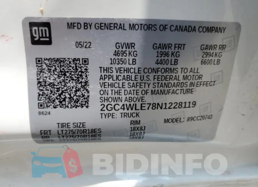 2GC4WLE78N1228119 Photo# 13