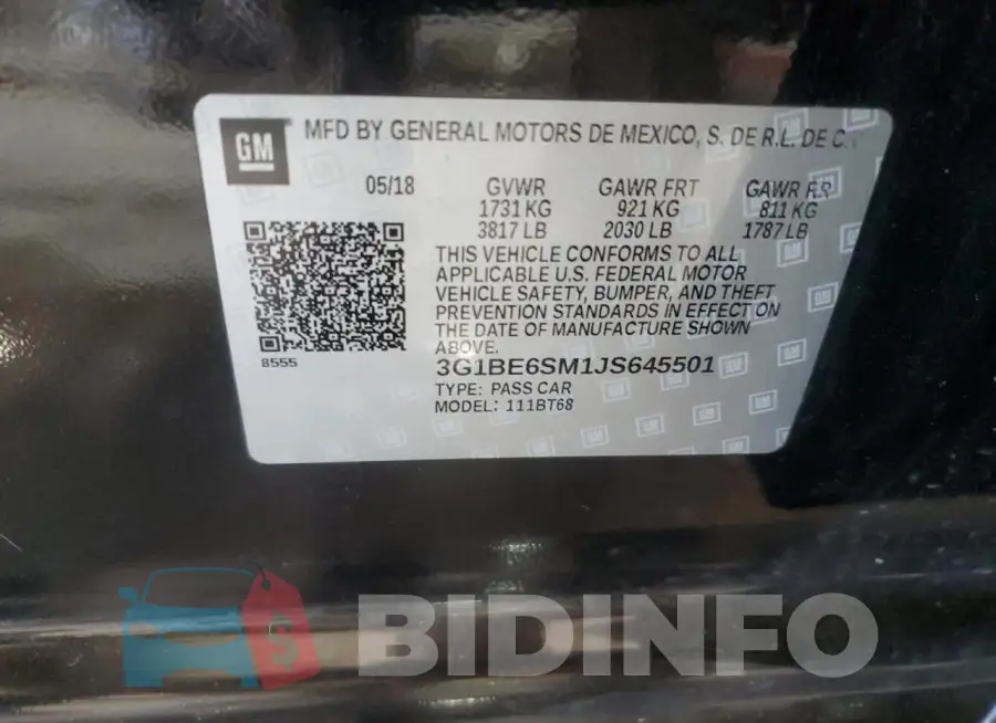 3G1BE6SM1JS645501 Photo# 12