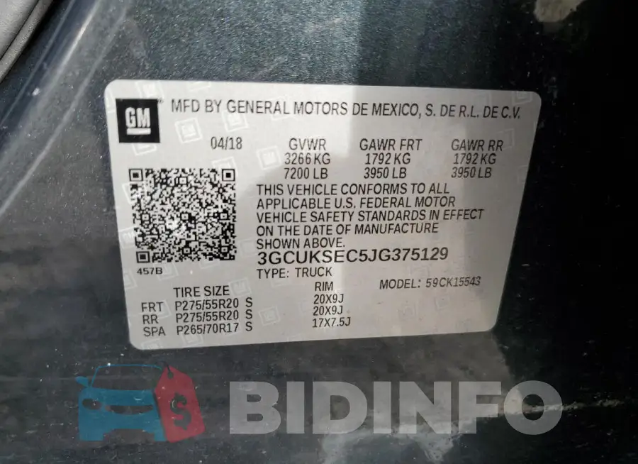 3GCUKSEC5JG375129 Photo# 12