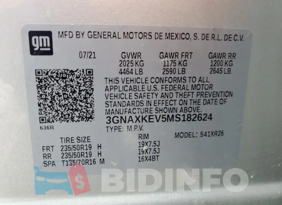 3GNAXKEV5MS182624 Photo# 13