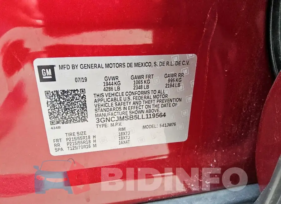 3GNCJMSB5LL119564 Photo# 13