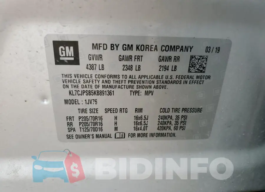 KL7CJPSB5KB891361 Photo# 13