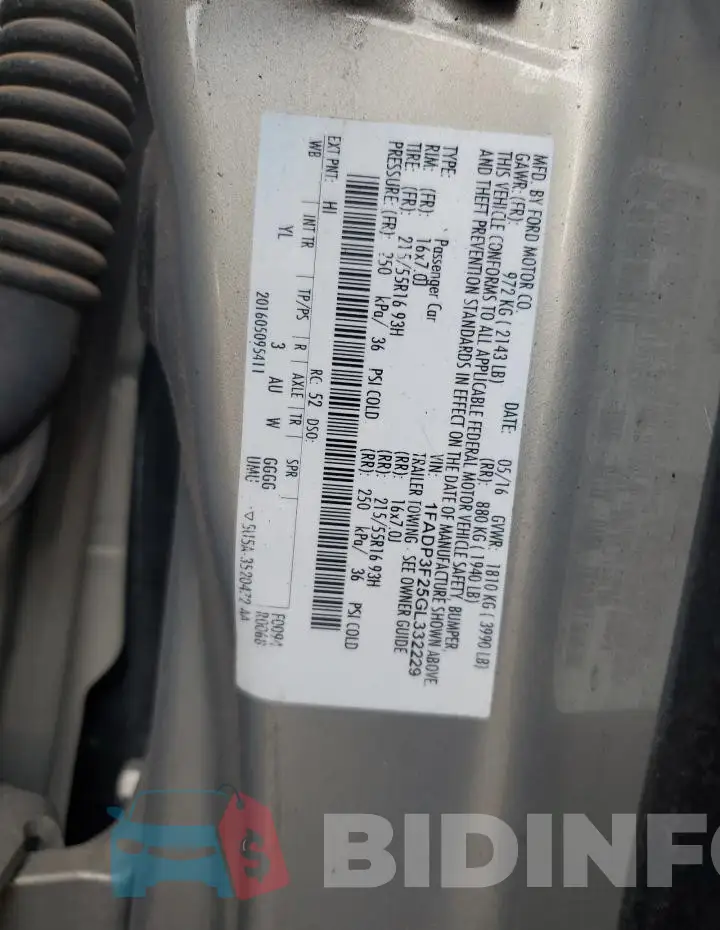 1FADP3F25GL332229 Photo# 12
