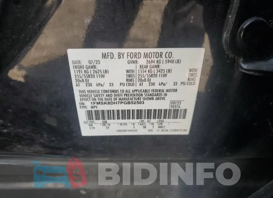 1FMSK8DH7PGB52503 Photo# 14