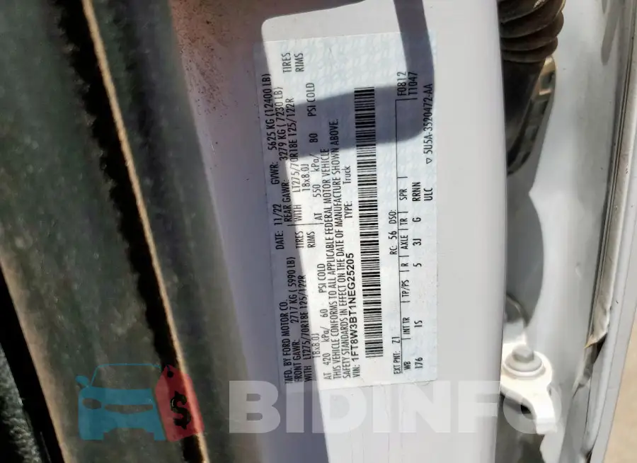 1FT8W3BT1NEG25205 Photo# 12