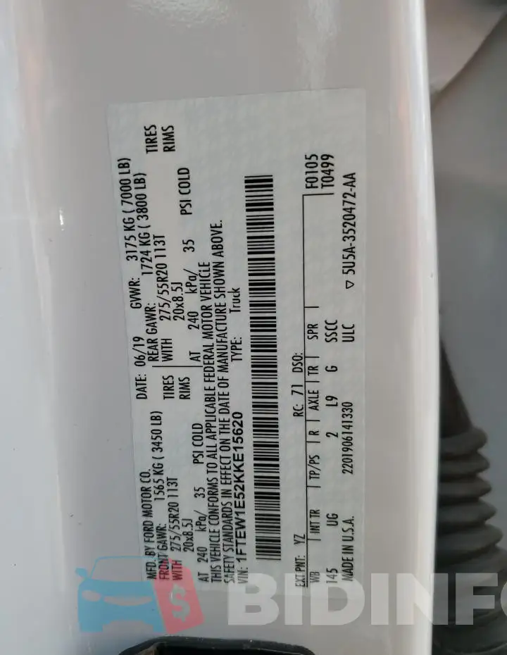 1FTEW1E52KKE15620 Photo# 12