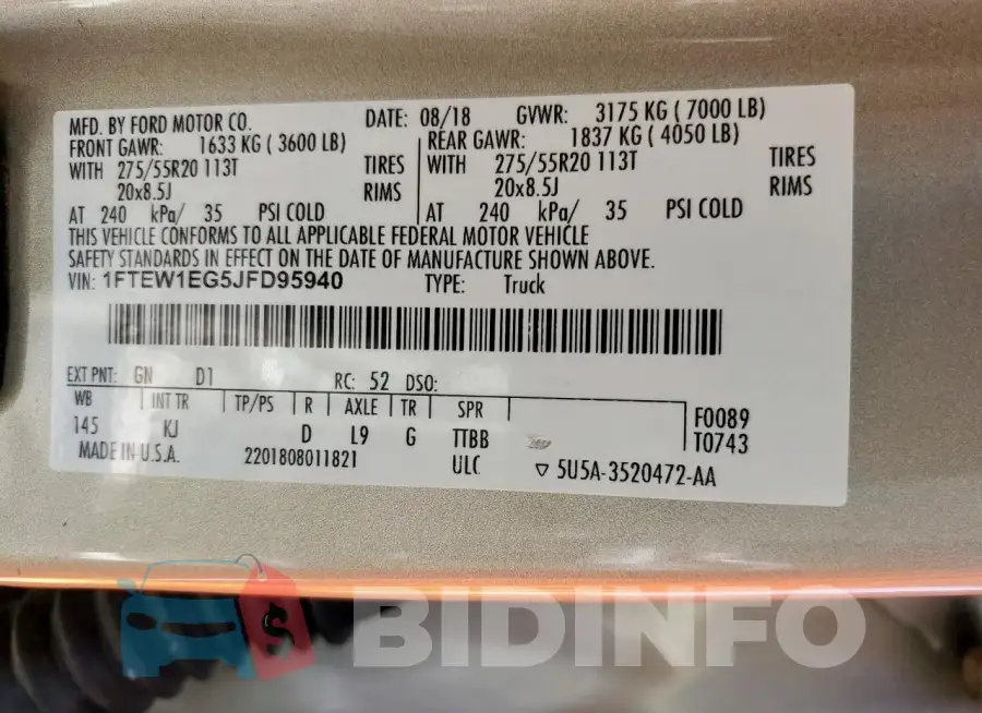 1FTEW1EG5JFD95940 Photo# 13