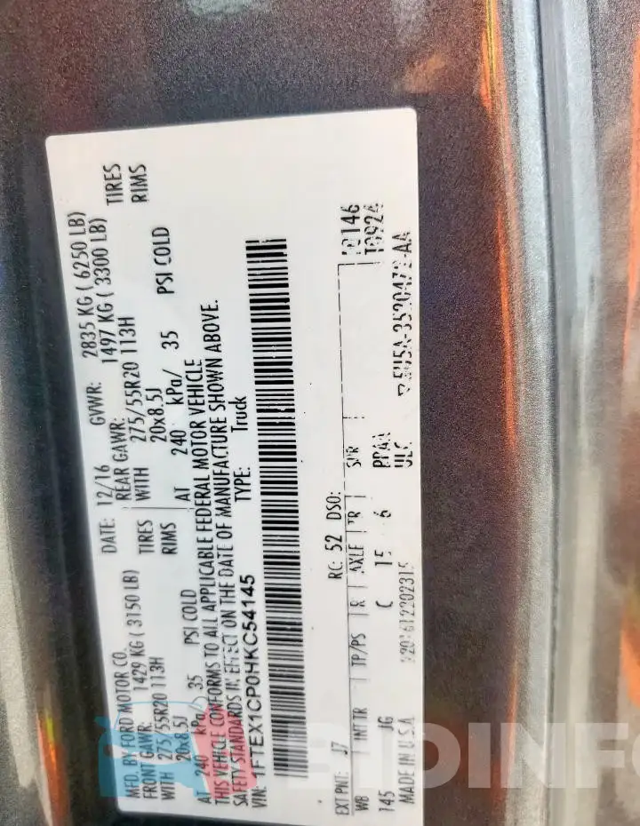 1FTEX1CP0HKC54145 Photo# 12