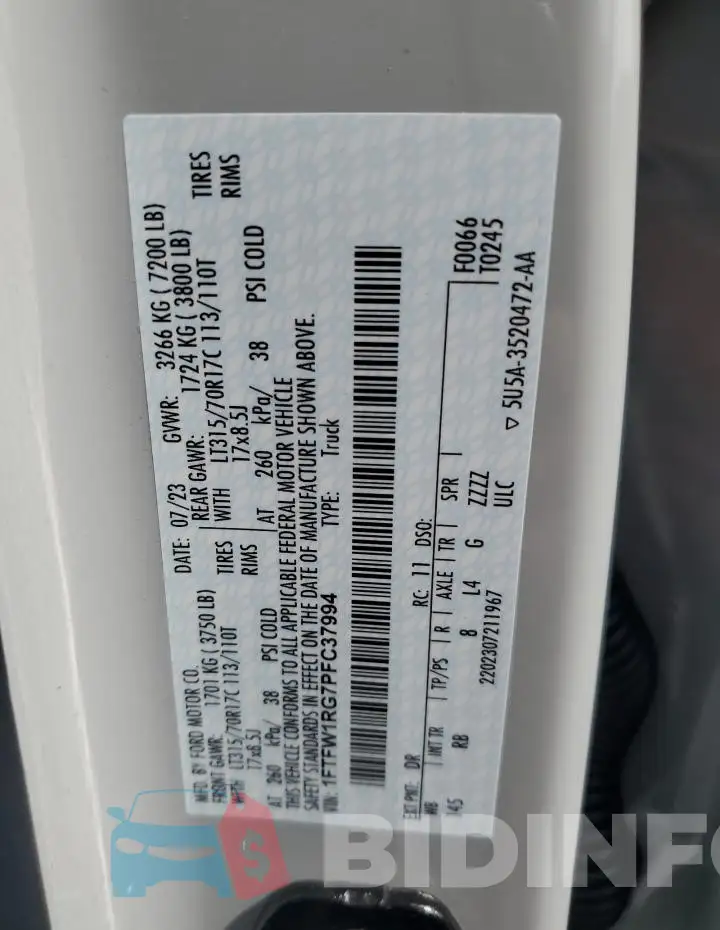 1FTFW1RG7PFC37994 Photo# 12