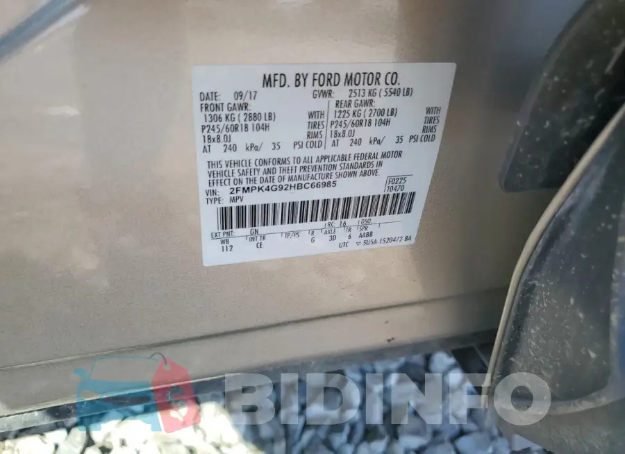 2FMPK4G92HBC66985 Photo# 12