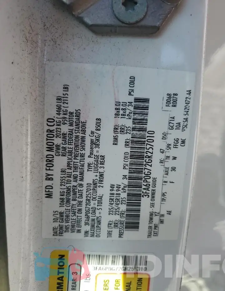 3FA6P0G72GR257010 Photo# 12