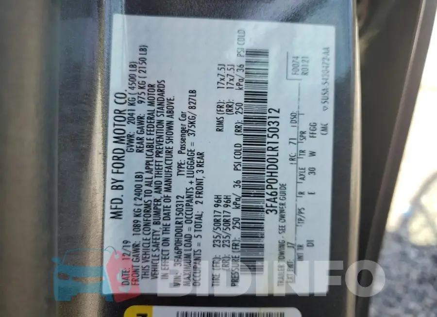 3FA6P0HD0LR150312 Photo# 12