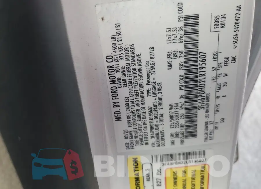 3FA6P0HD2LR195607 Photo# 12
