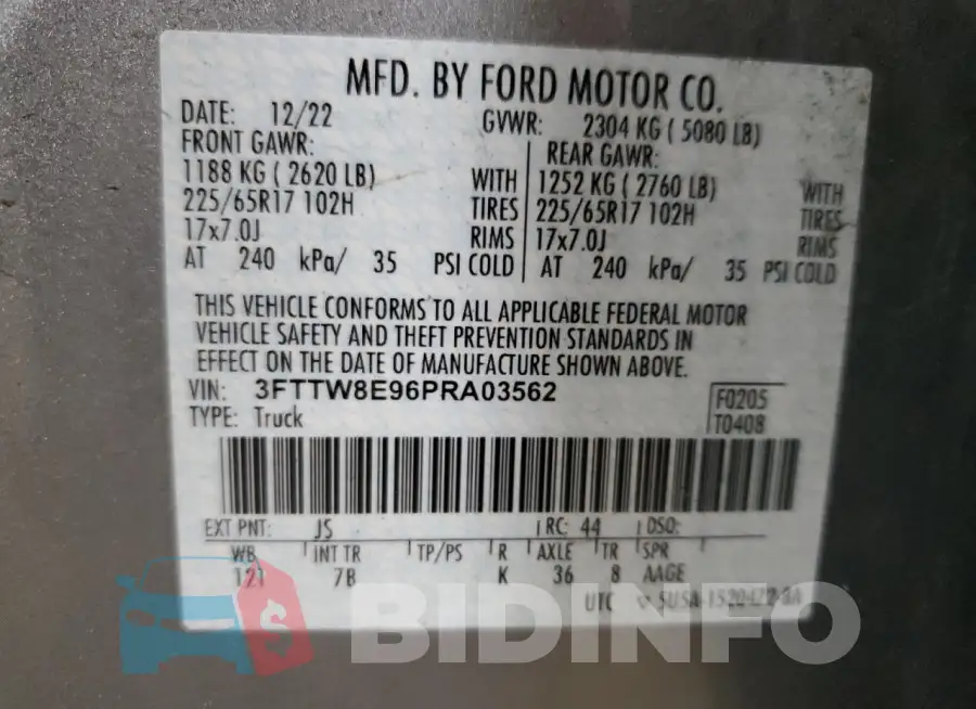 3FTTW8E96PRA03562 Photo# 12