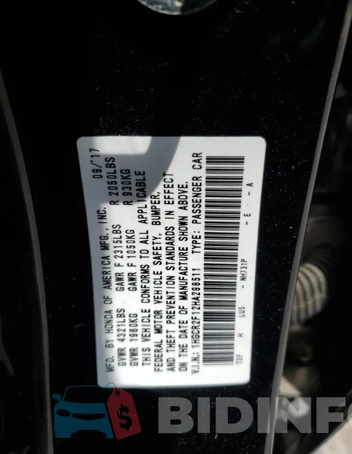 1HGCR2F12HA298511 Photo# 13