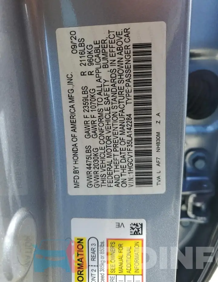 1HGCV1F35LA142284 Photo# 12