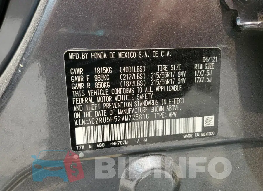 3CZRU5H52MM725816 Photo# 13