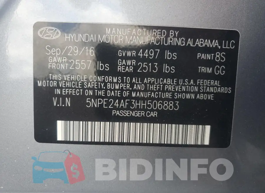5NPE24AF3HH506883 Photo# 13