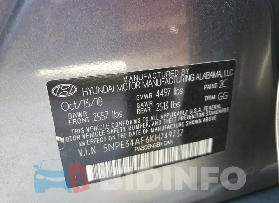 5NPE34AF6KH749737 Photo# 13