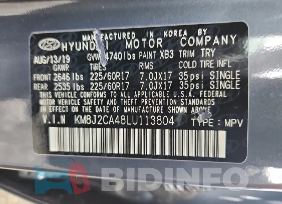 KM8J2CA48LU113804 Photo# 13