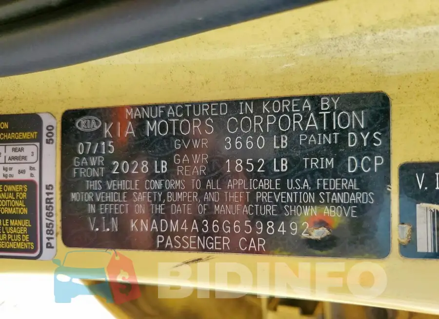 KNADM4A36G6598492 Photo# 12