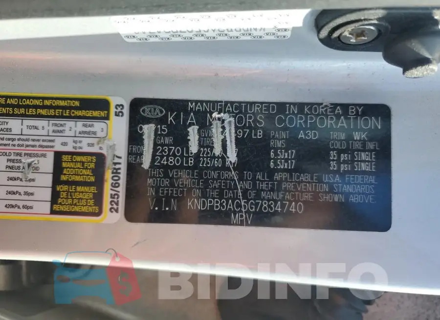 KNDPB3AC5G7834740 Photo# 14