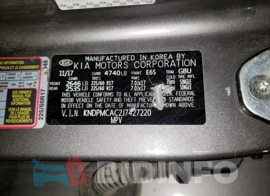 KNDPMCAC2J7427220 Photo# 13