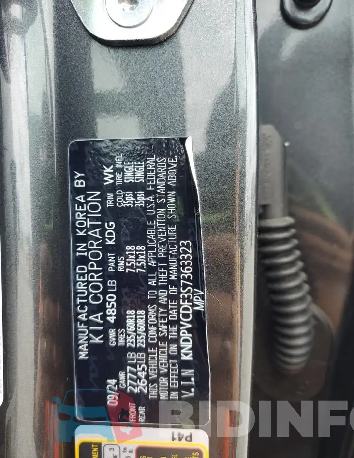 KNDPVCDF3S7363323 Photo# 13