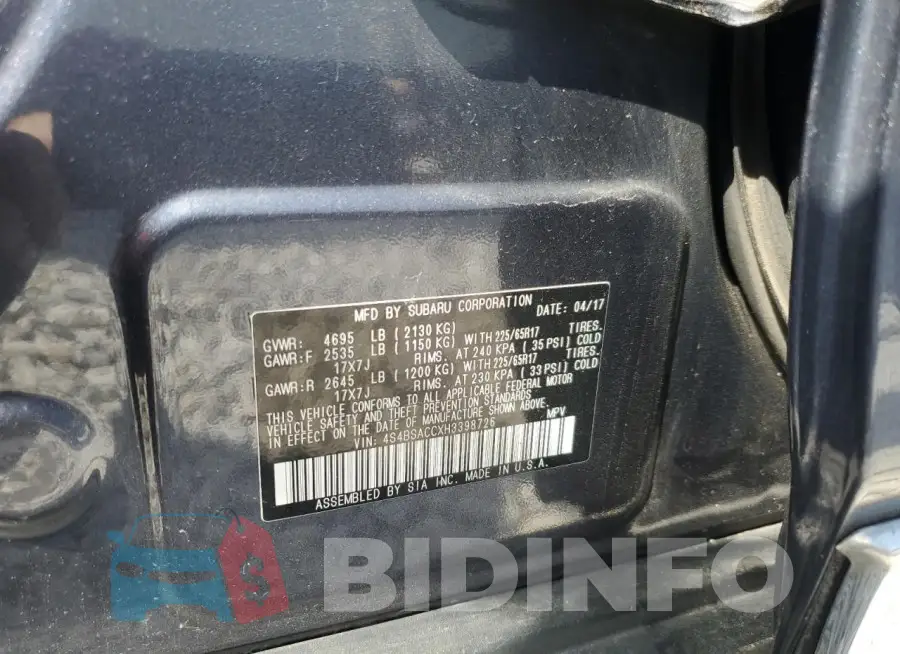 4S4BSACCXH3398726 Photo# 13