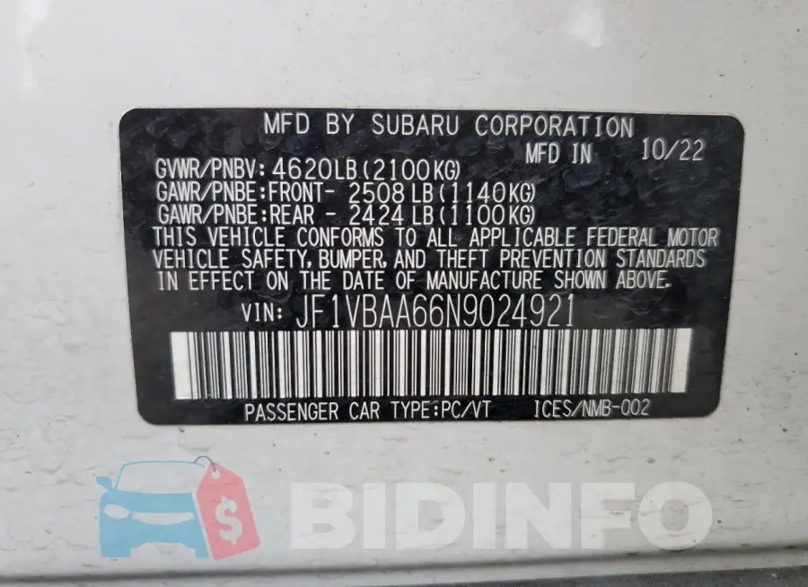 JF1VBAA66N9024921 Photo# 12