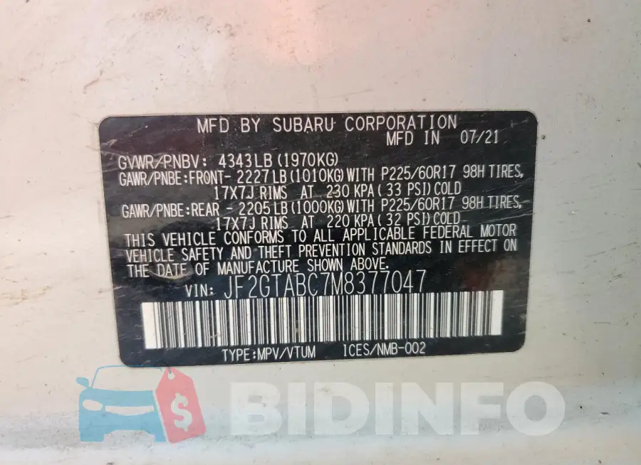 JF2GTABC7M8377047 Photo# 14