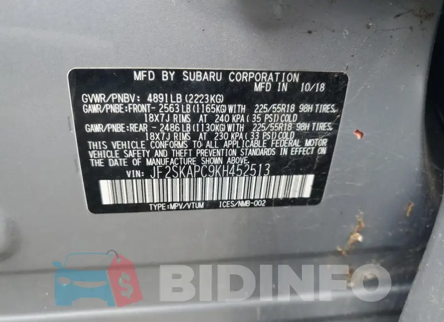 JF2SKAPC9KH452513 Photo# 13