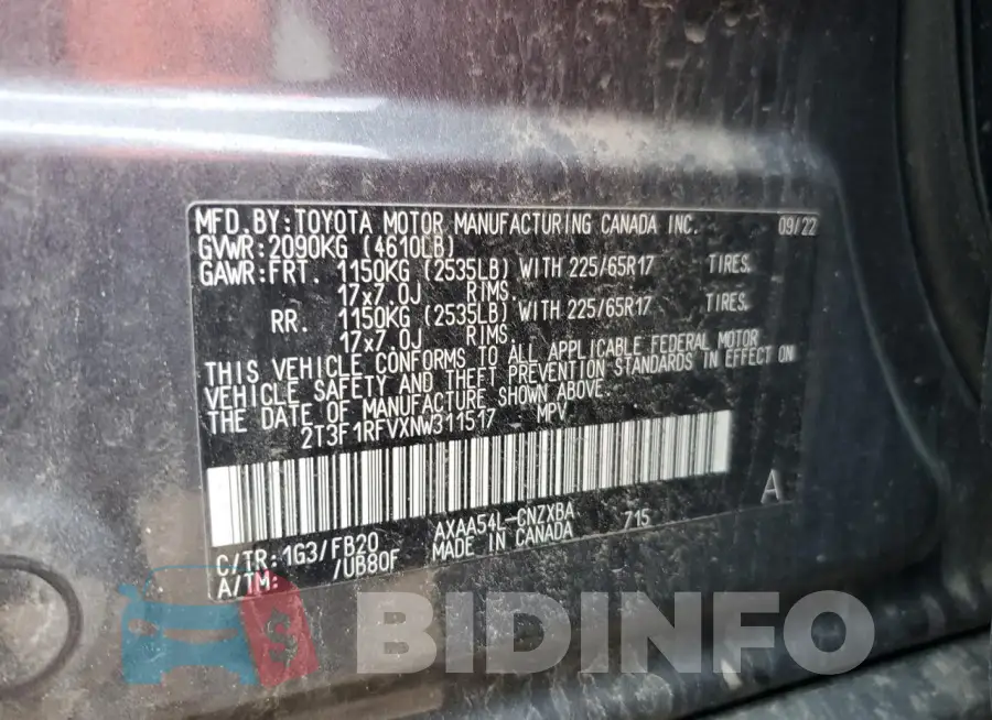 2T3F1RFVXNW311517 Photo# 13