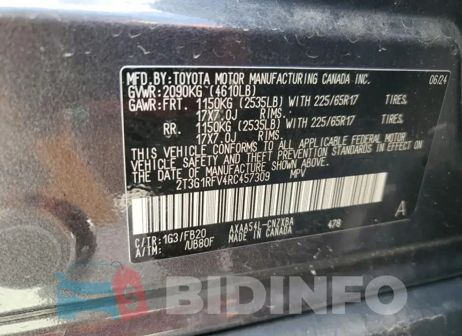 2T3G1RFV4RC457309 Photo# 13
