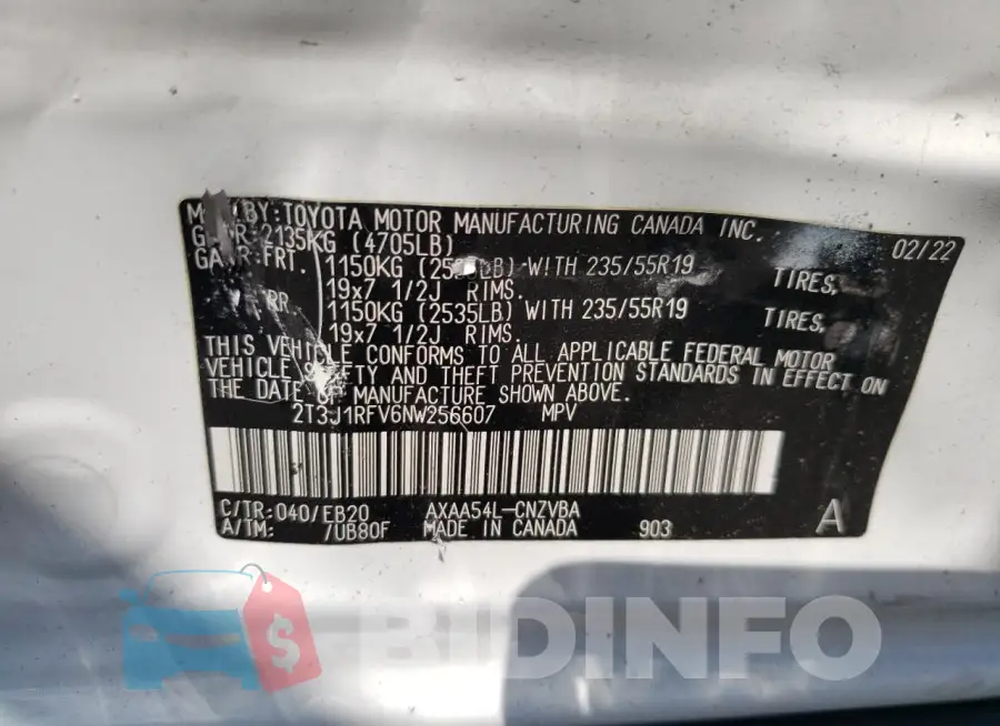 2T3J1RFV6NW256607 Photo# 13
