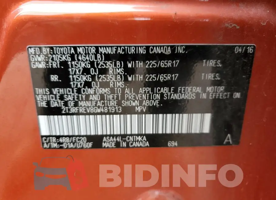 2T3RFREV8GW481913 Photo# 14