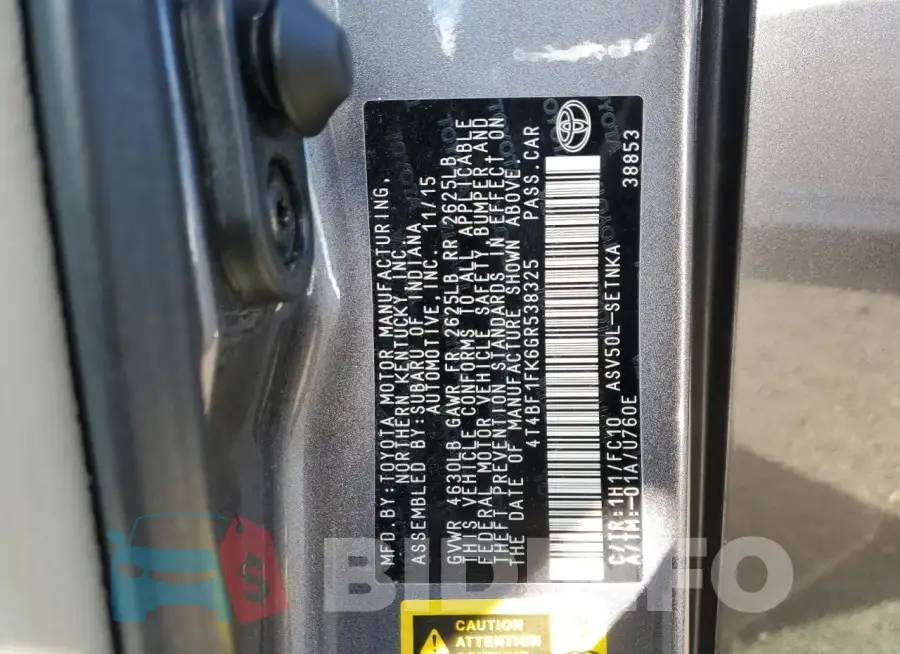 4T4BF1FK6GR538325 Photo# 12
