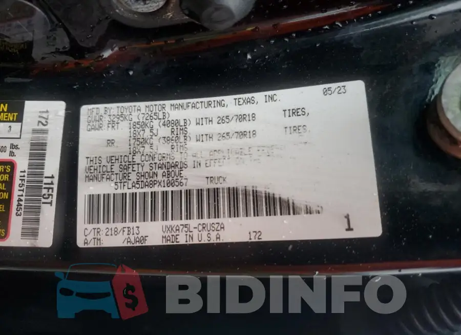 5TFLA5DA8PX100567 Photo# 12