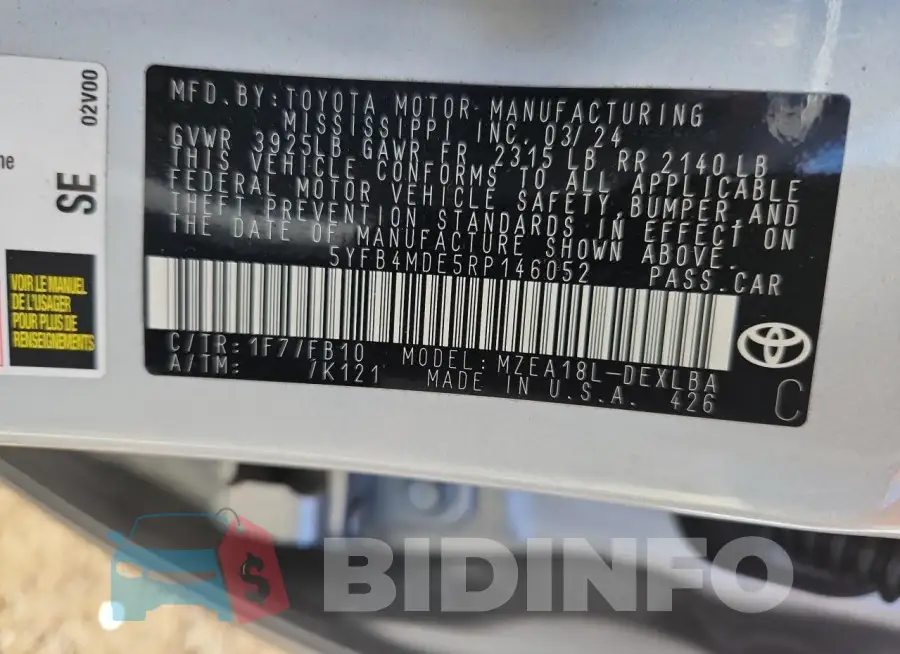 5YFB4MDE5RP146052 Photo# 12