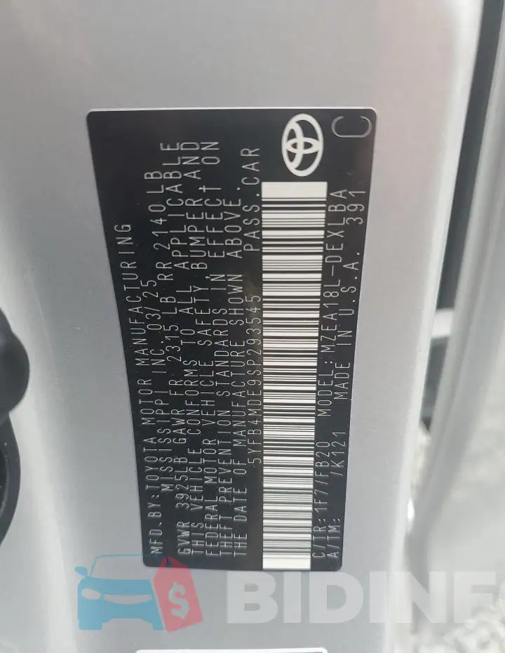 5YFB4MDE9SP293545 Photo# 12