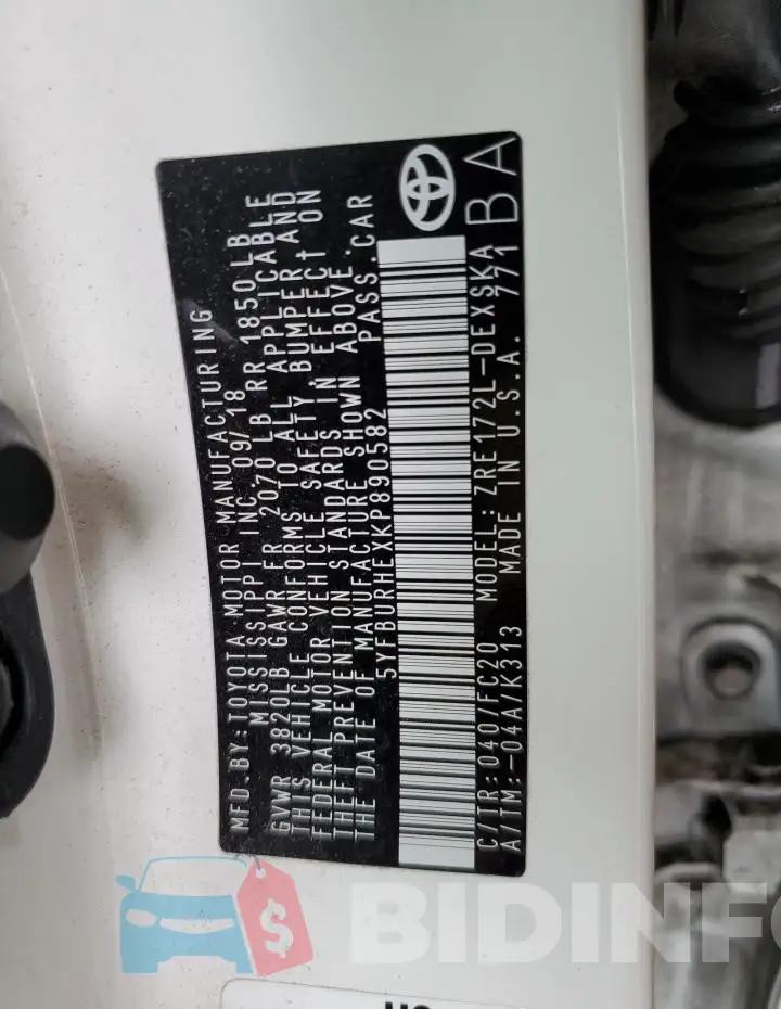 5YFBURHEXKP890582 Photo# 13