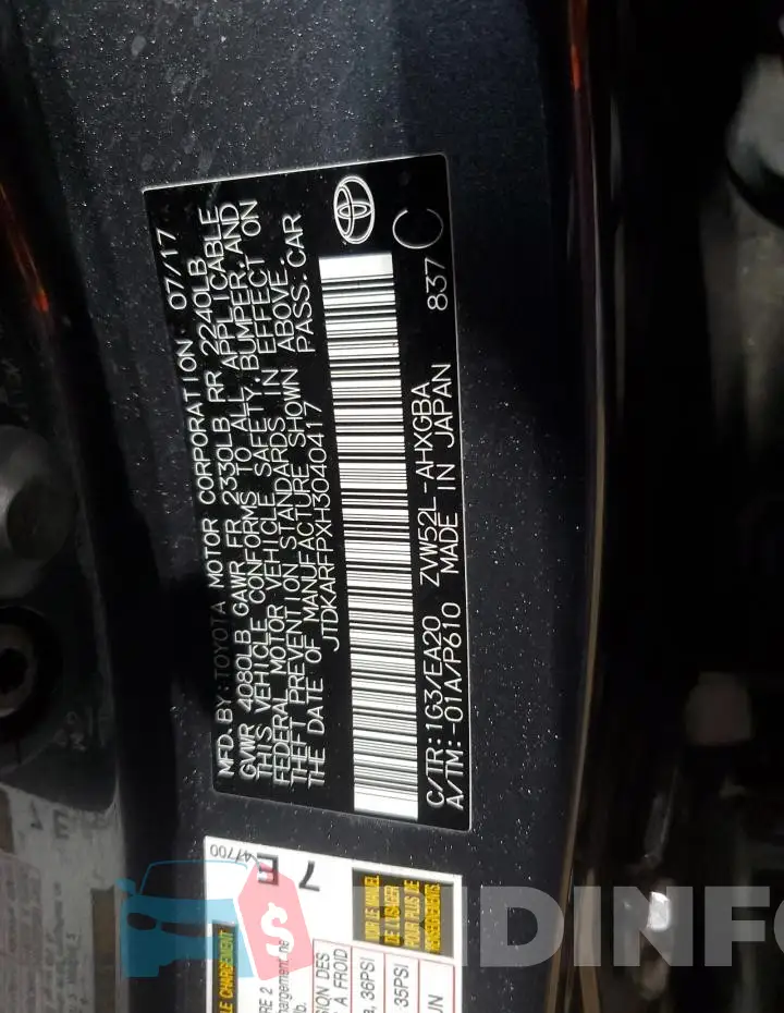 JTDKARFPXH3040417 Photo# 12
