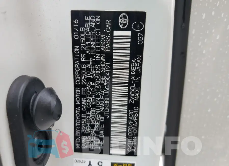 JTDKBRFU6G3504191 Photo# 12