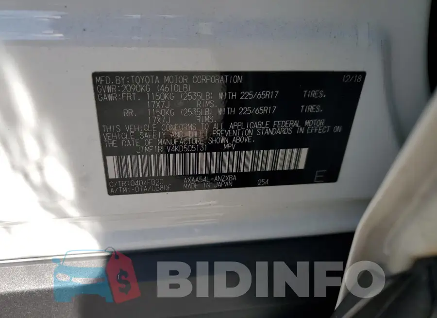 JTMF1RFV4KD505131 Photo# 13