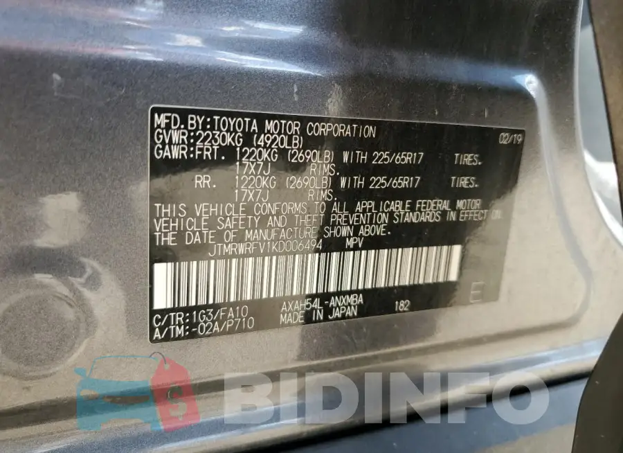 JTMRWRFV1KD006494 Photo# 13