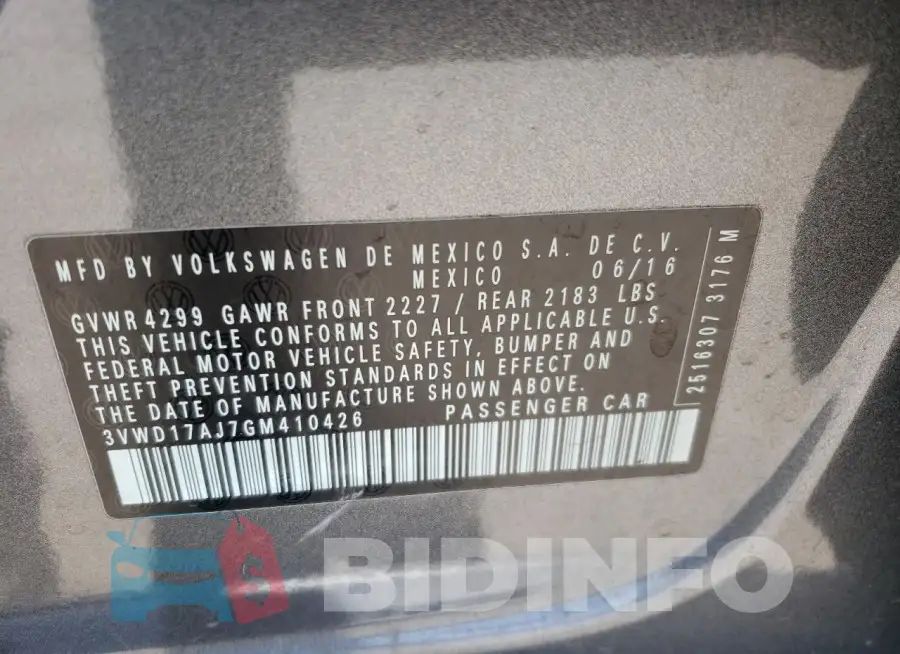 3VWD17AJ7GM410426 Photo# 12