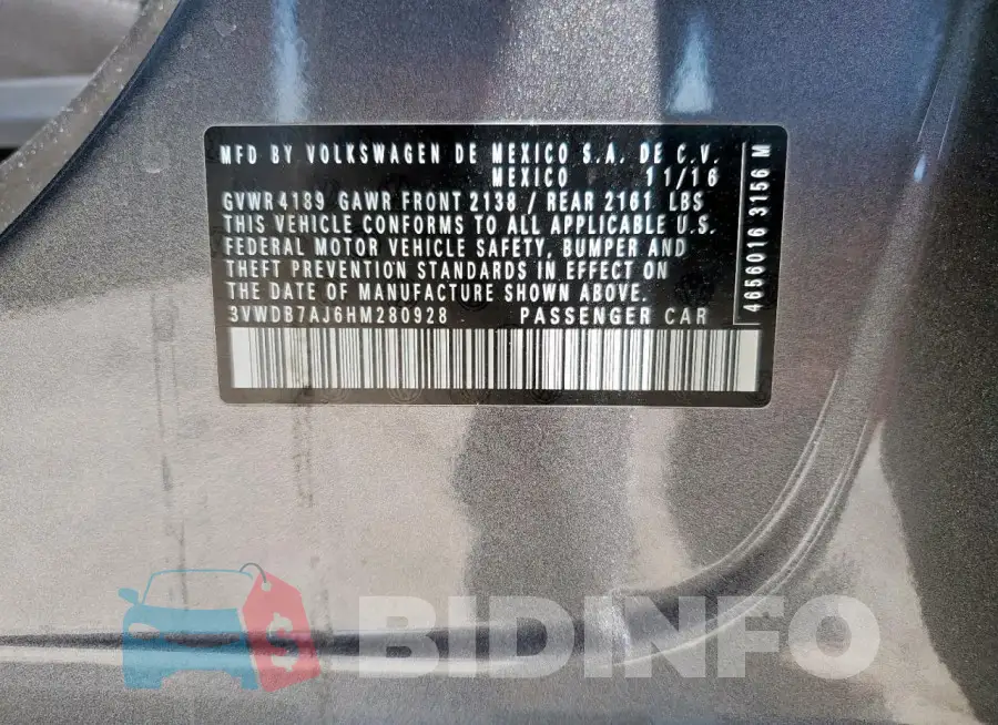 3VWDB7AJ6HM280928 Photo# 12