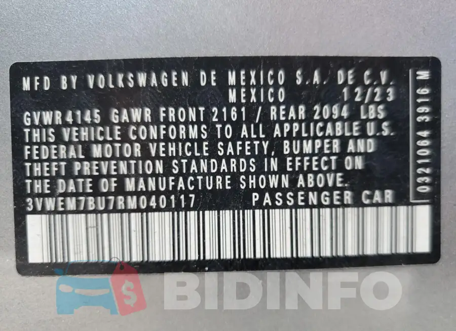 3VWEM7BU7RM040117 Photo# 12