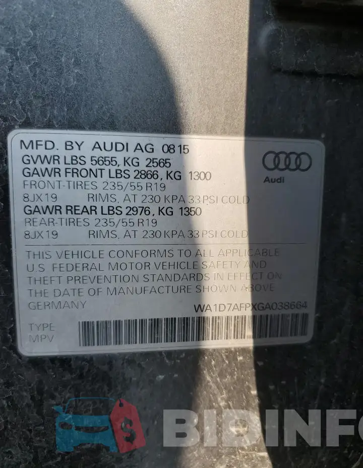 WA1D7AFPXGA038664 Photo# 13